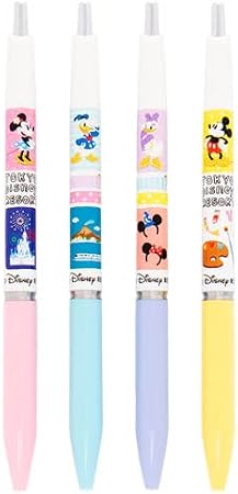 Amazon ミッキー フレンズ ボールペンセット 4本 東京ディズニーリゾート限定 絵具アート風デザイン レトロ ディズニー グッズ お土産 油性ボールペン 文房具 オフィス用品